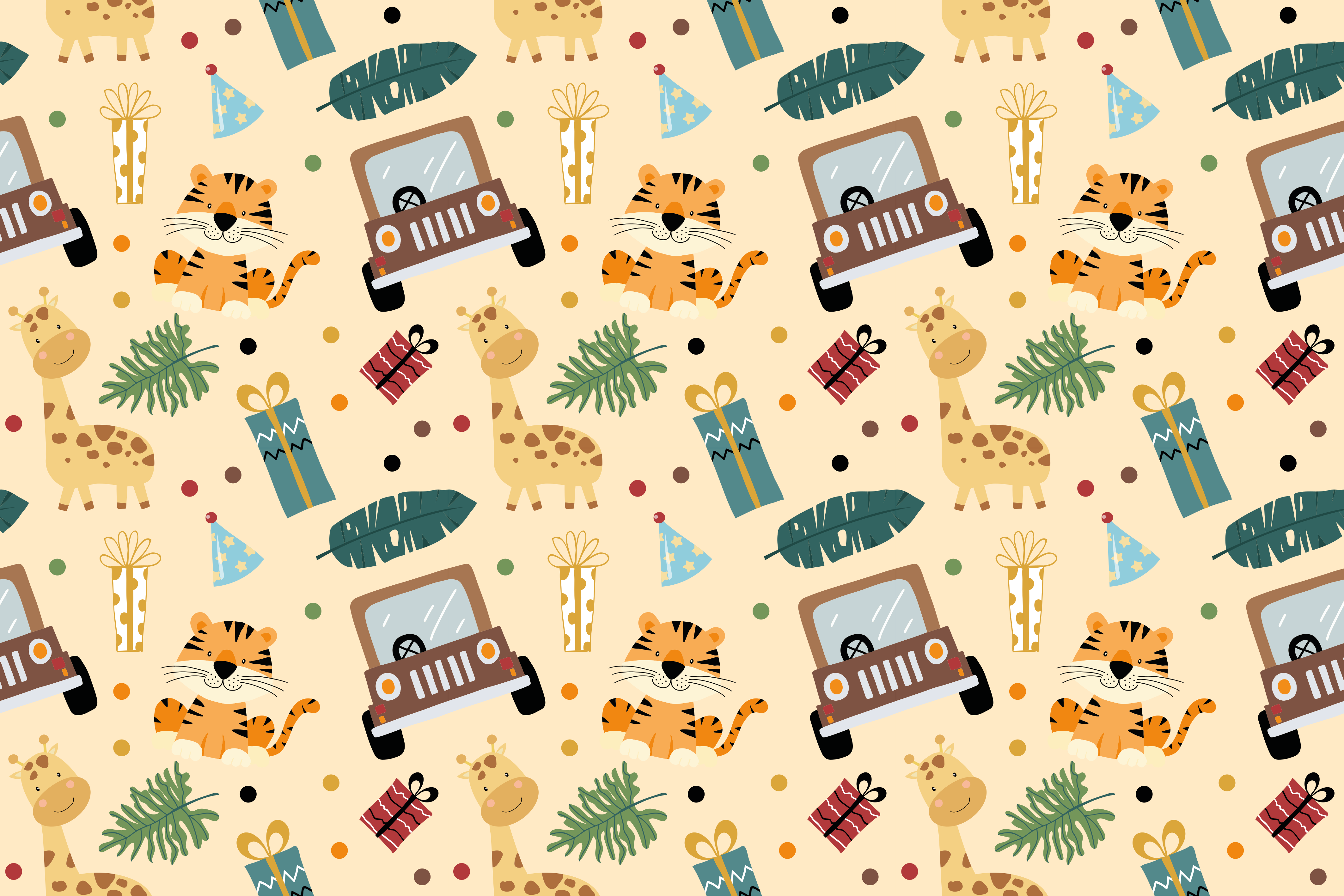 Nature vinyl rug with whimsical safari designs - TenStickers