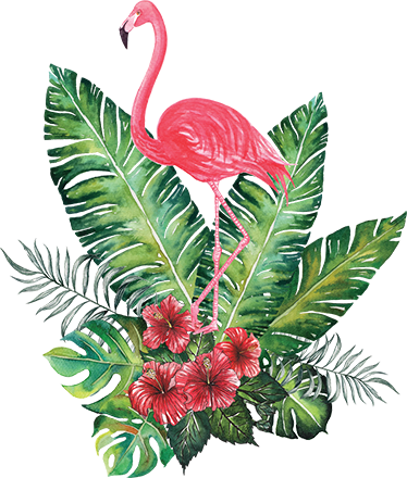 Floral vinyl rug with big tropical flamingo - TenStickers