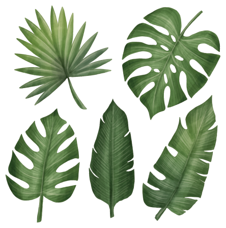 Floral vinyl rug with large green leaves - TenStickers