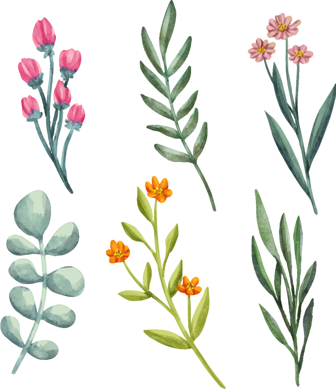 Floral vinyl rug with plant branches design - TenStickers