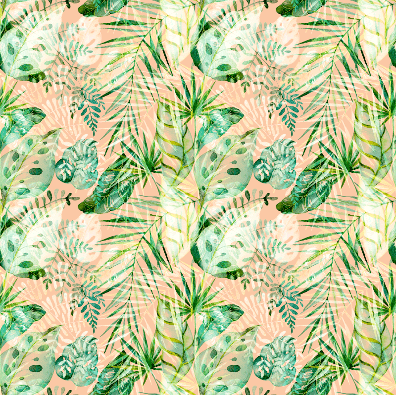 Floral vinyl rug in pink floral leaves design - TenStickers