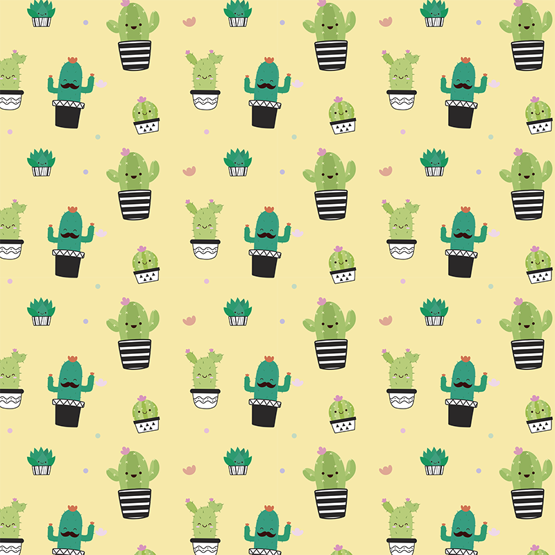 Floral vinyl rug cactus drawing pattern - TenStickers