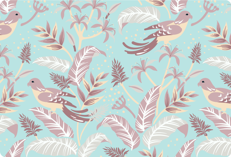 Floral vinyl rug with blue and pink floral design - TenStickers