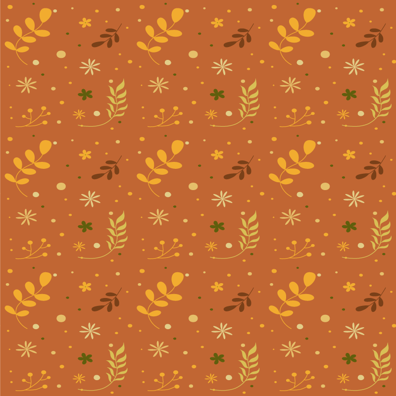 Floral vinyl rug in orange leaf tones design - TenStickers