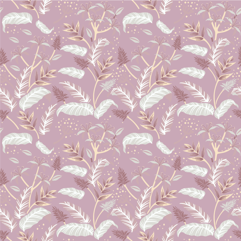 Floral vinyl rug in vintage pink tropical leaves - TenStickers