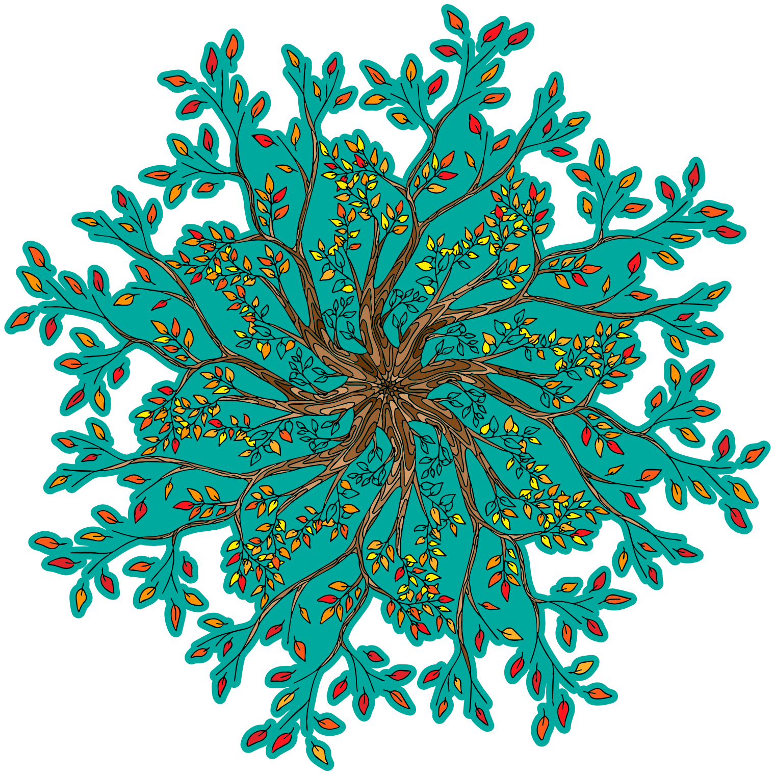 Floral vinyl rug vibrant tree design - TenStickers