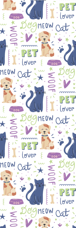 Bedroom vinyl rug with vibrant dog doodles - TenStickers