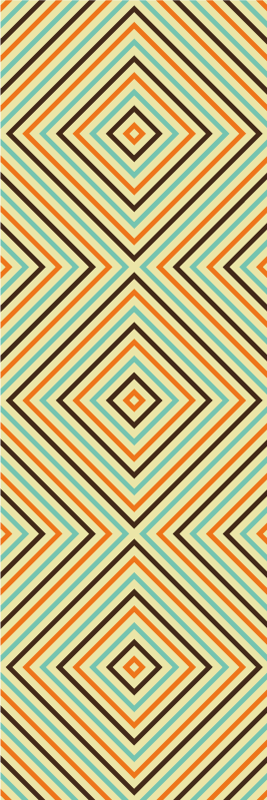 Bedroom vinyl rug vintage orange and blue design - TenStickers