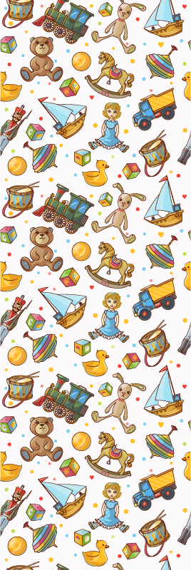 Bedroom vinyl rug with adorable wooden toys and teddy bear - TenStickers