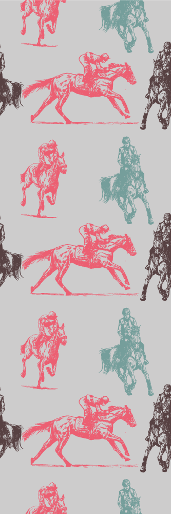 Bedroom vinyl rug with colorful horse pattern on gray - TenStickers