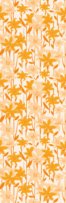 Small cute orange flowers bedroom vinyl rug - TenStickers