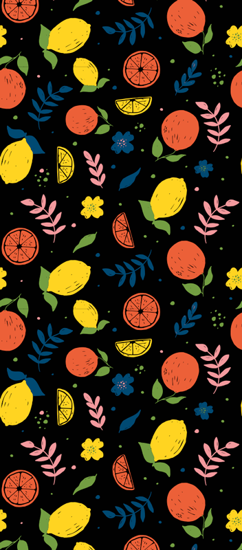 Bedroom vinyl rug with citrus fruits and leaves - TenStickers