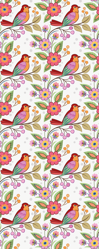 Bedroom vinyl rug featuring a red and orange bird - TenStickers