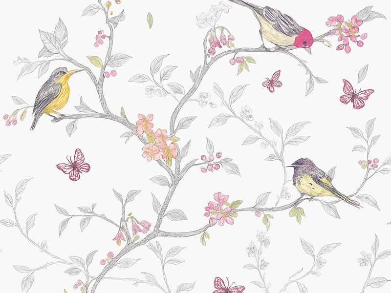 Bedroom vinyl rug birds on branches - TenStickers