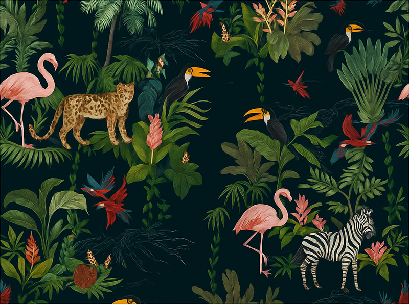 Bedroom vinyl rug in dark exotic design - TenStickers