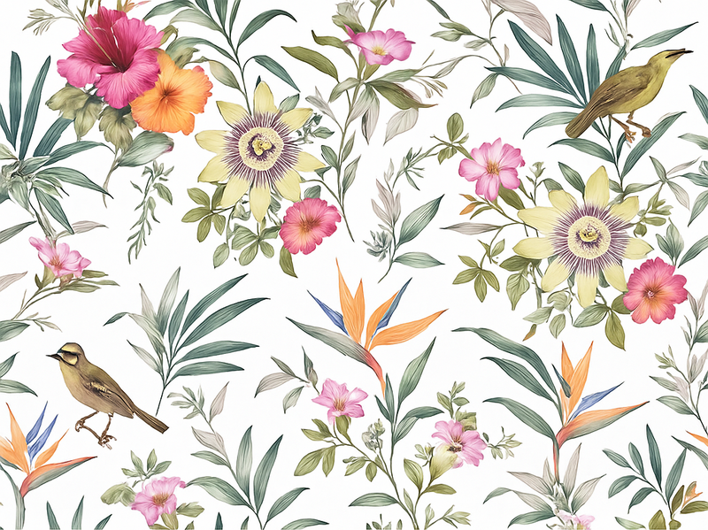 Bedroom vinyl rug blue floral pattern - TenStickers