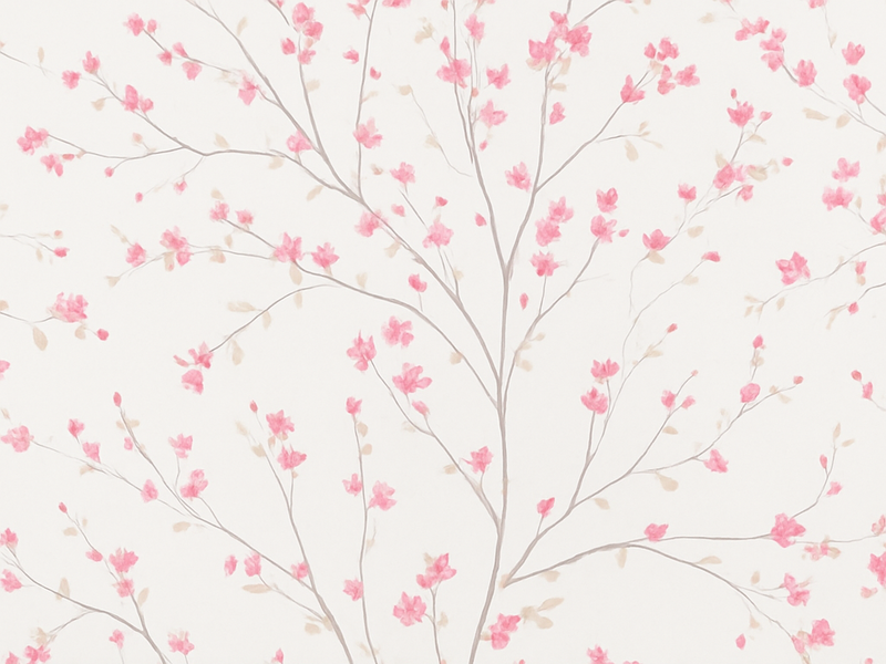 Bedroom vinyl rug tree with small pink flowers - TenStickers