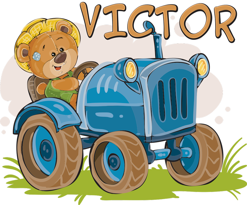 Kids vinyl rug customizable tractor design - TenStickers