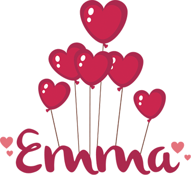 Kids vinyl rug with heart air balloons and name - TenStickers