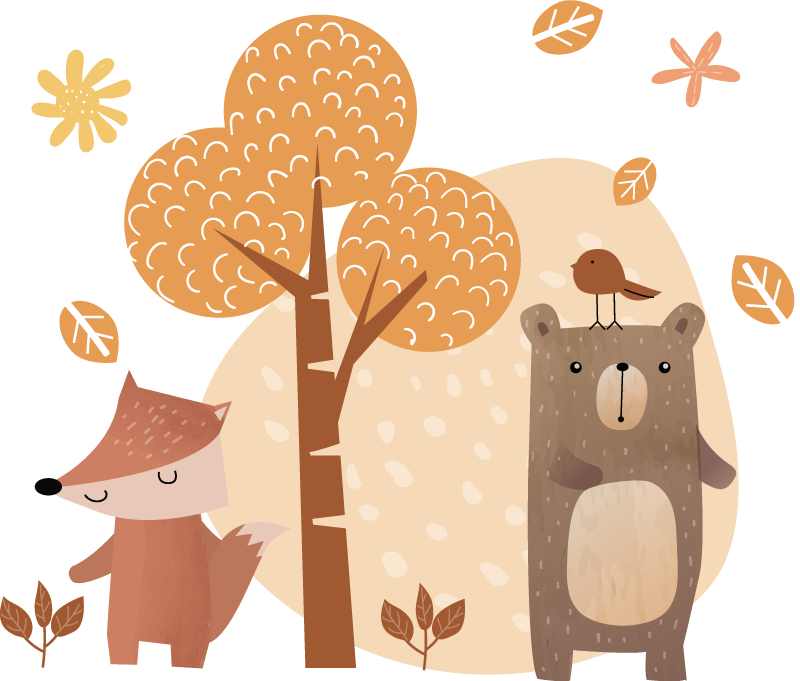 Kids vinyl rug animals and tree - TenStickers