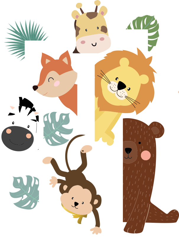 Kids vinyl rug animals at the door - TenStickers