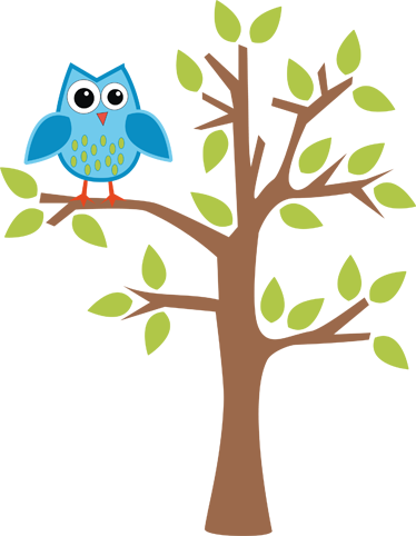 Kids vinyl rug tree with blue owl design - TenStickers