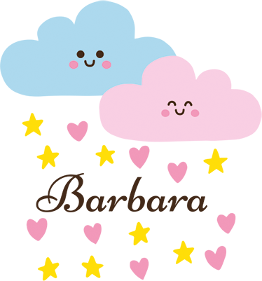 Kids vinyl rug blue and pink cloud with name - TenStickers