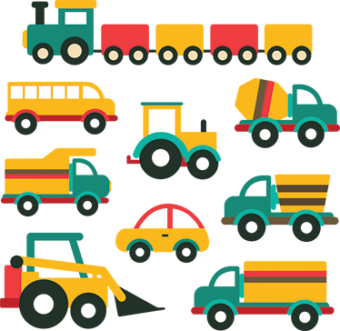 Kids vinyl rug with colorful vehicles design - TenStickers