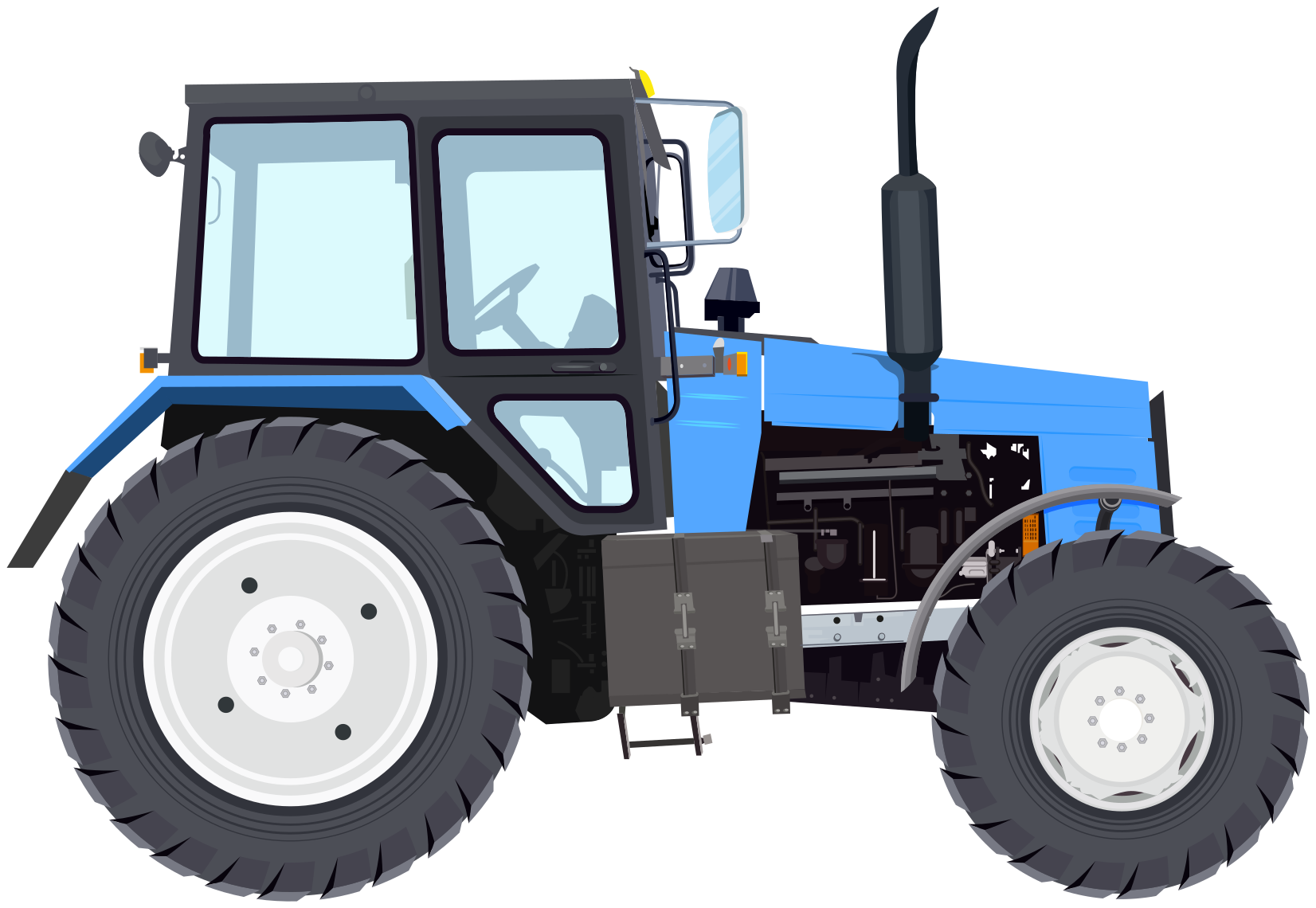 Kids vinyl rug featuring a blue modern tractor - TenStickers