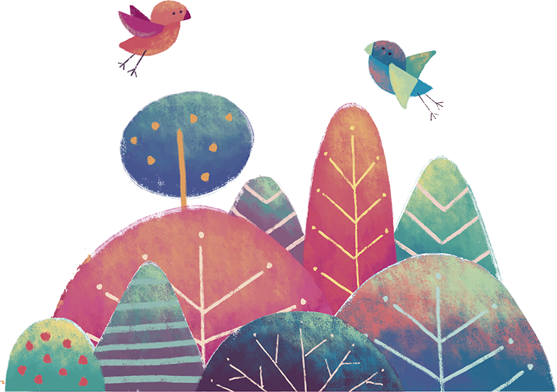 Kids vinyl rug with blue and pink trees design - TenStickers