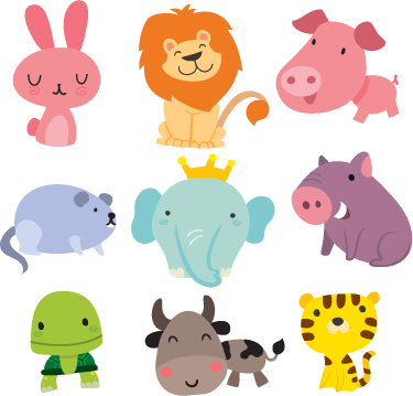 Kids vinyl rug with cute animal stickers - TenStickers