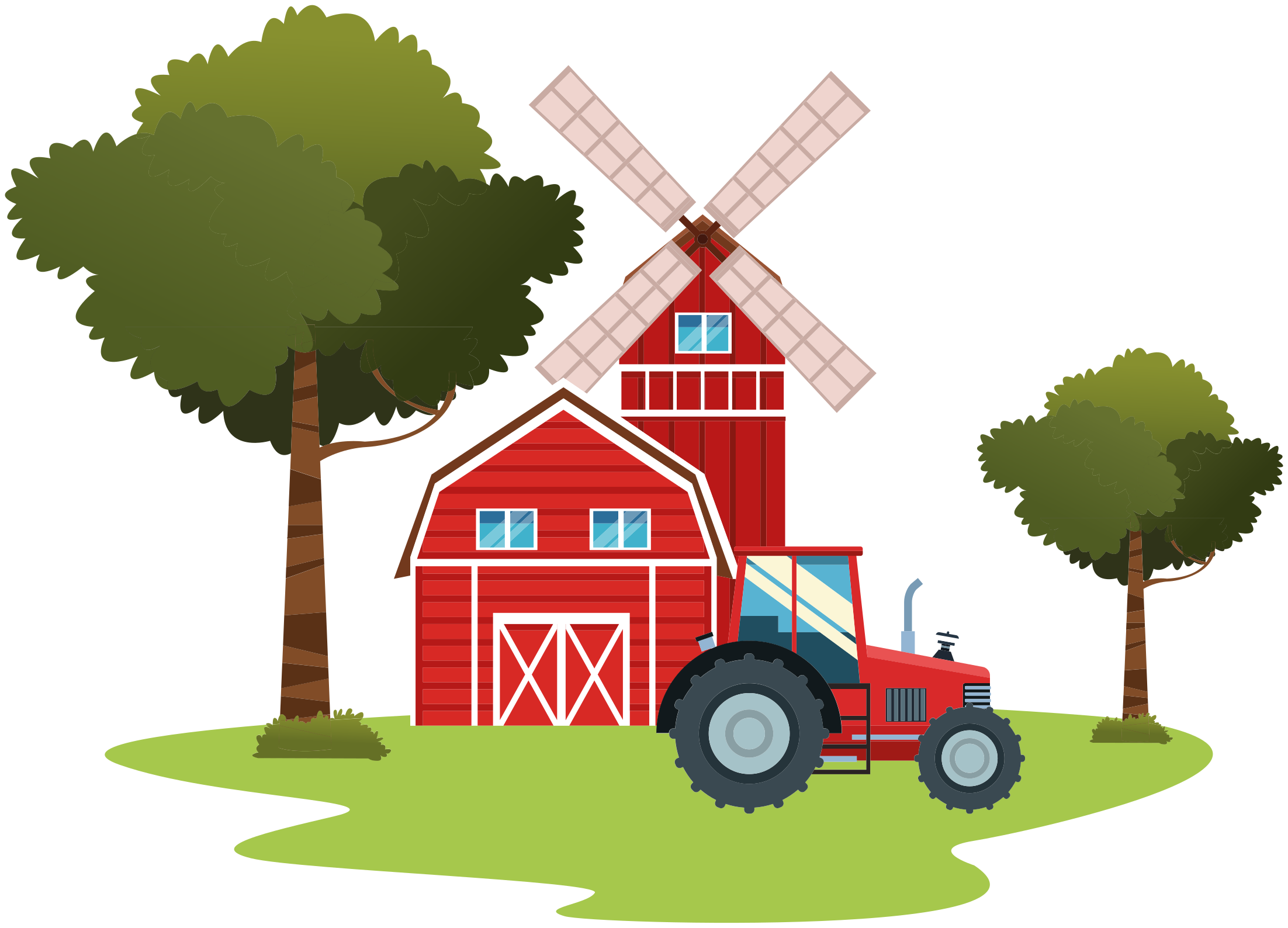 Kids vinyl rug with tractors and trees design - TenStickers