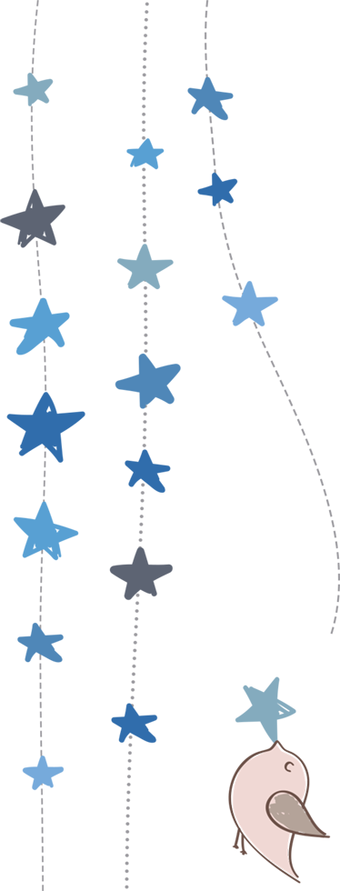 Kids vinyl rug with blue stars and bird design - TenStickers