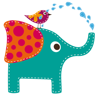 Kids vinyl rug elephant bathing bird sticker - TenStickers