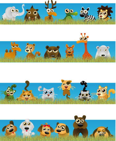Kids vinyl rug stripes with animals - TenStickers