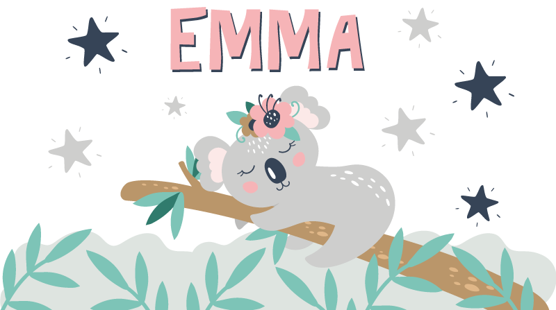 Kids vinyl rug cute koala for girl with name - TenStickers