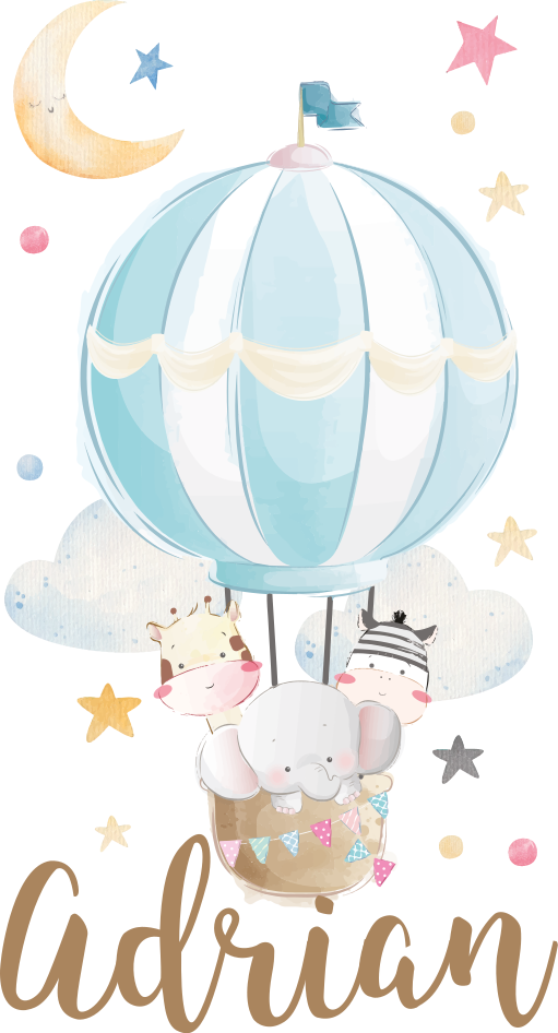 Kids vinyl rug featuring animals on balloons with stars - TenStickers