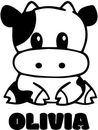 Kids vinyl rug black and white cow personalized - TenStickers