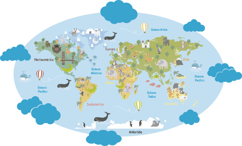 Kids vinyl rug world map for children - TenStickers