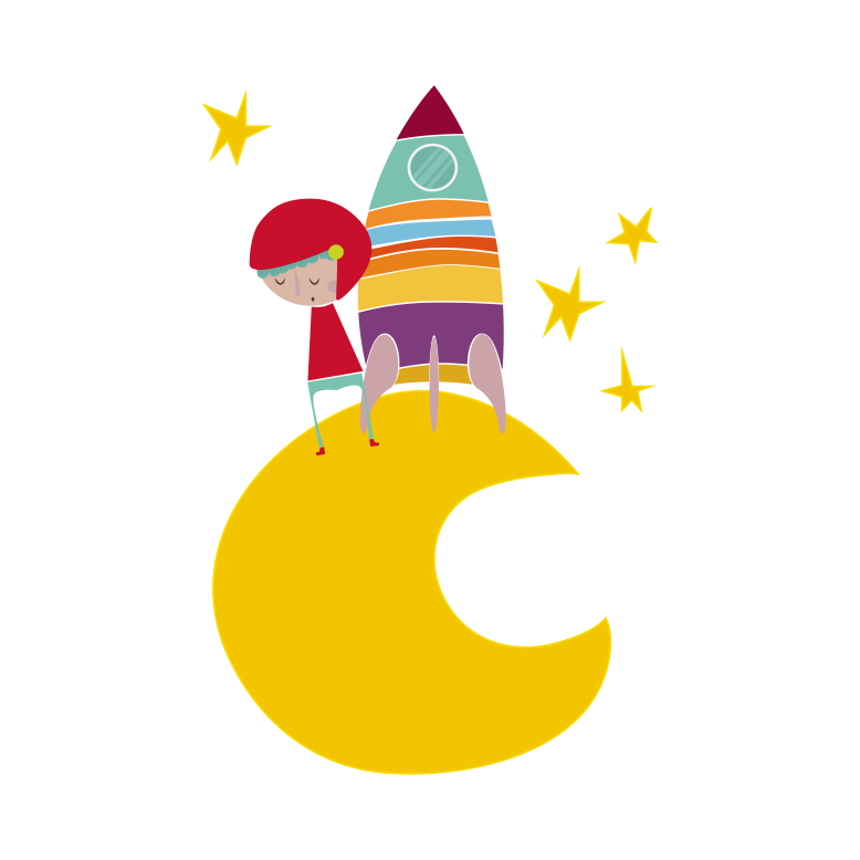 Kids vinyl rug rocket on the moon - TenStickers