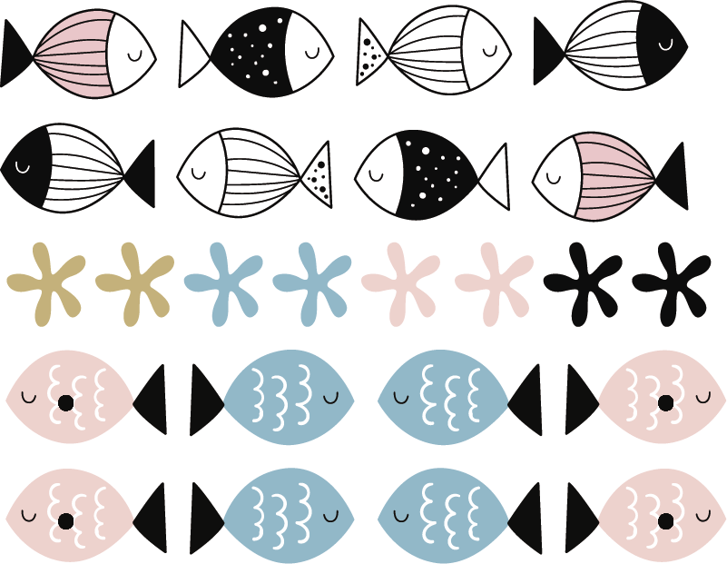 Kids vinyl rug textured fish design - TenStickers