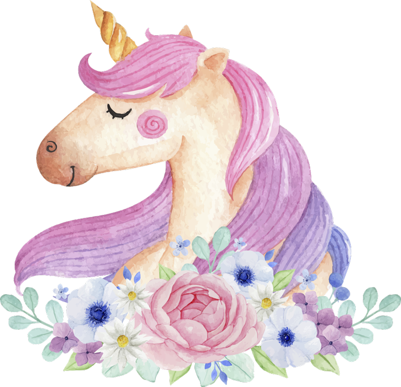 Kids vinyl rug watercolor unicorn - TenStickers