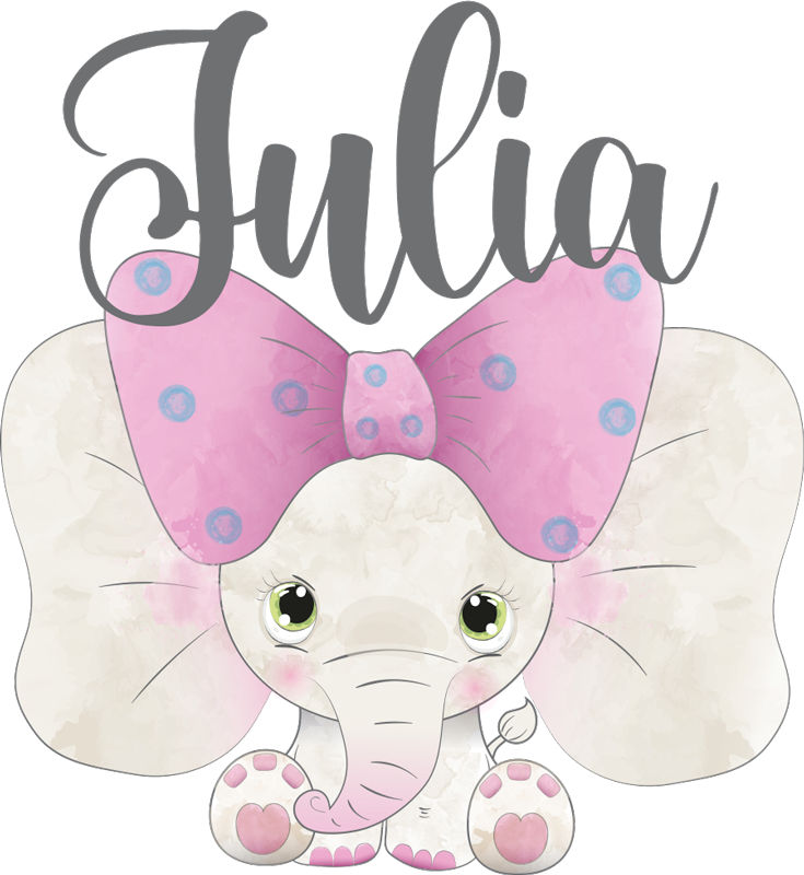 Kids vinyl rug with elephant and baby name - TenStickers