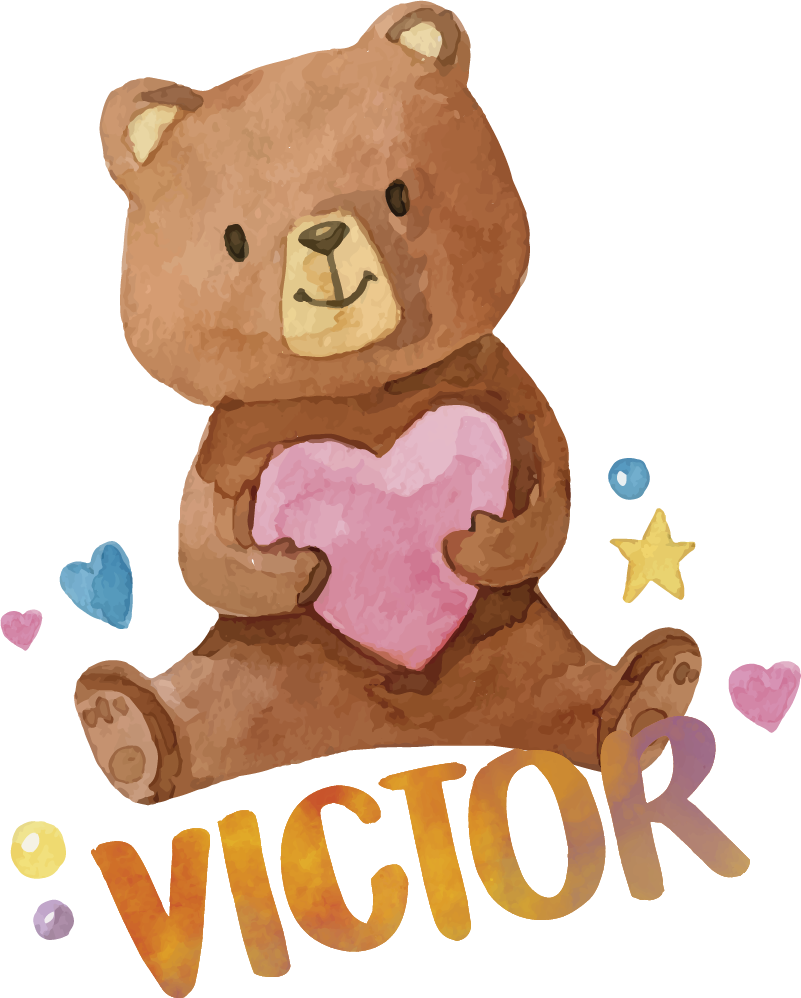 Kids vinyl rug teddy bear with heart - TenStickers