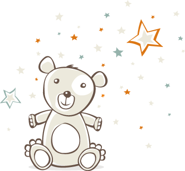 Kids vinyl rug teddy bear and stars design - TenStickers