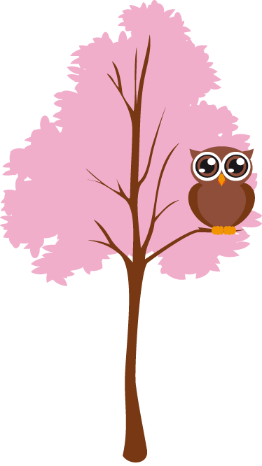 Kids vinyl rug pink tree with owl design - TenStickers