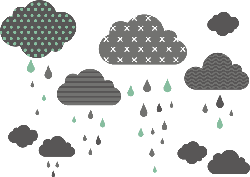 Kids vinyl rug grey rainy clouds - TenStickers