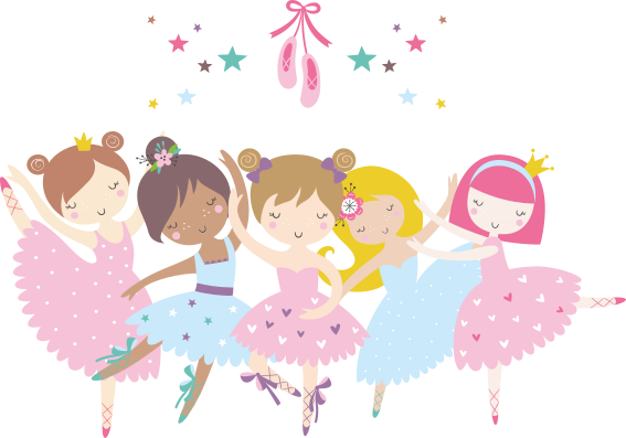 Kids vinyl rug with colorful ballet stars illustration - TenStickers