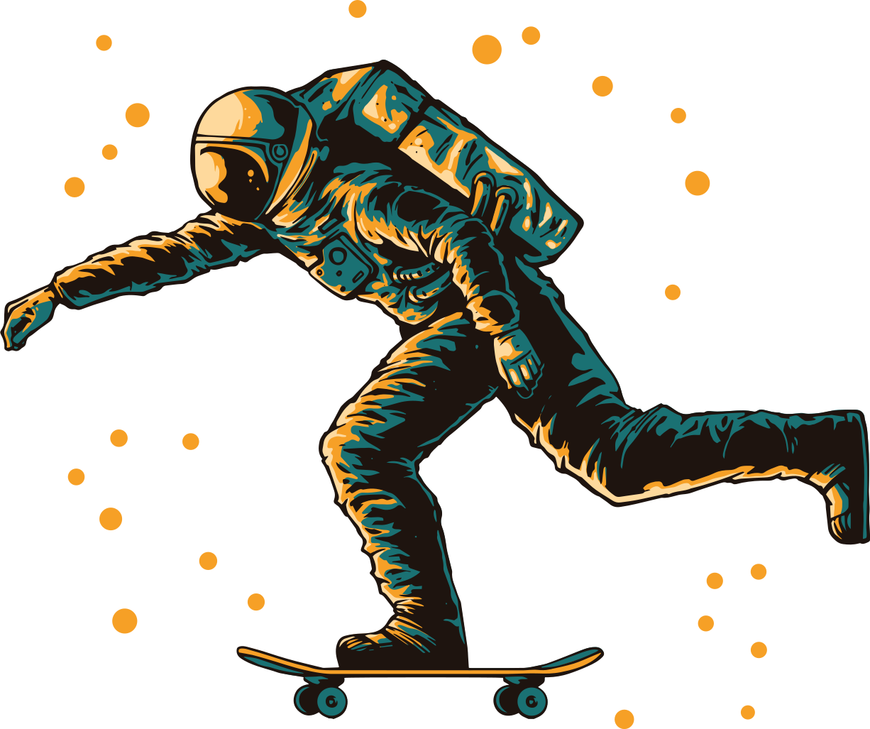 Kids vinyl rug astronaut skateboarding design - TenStickers
