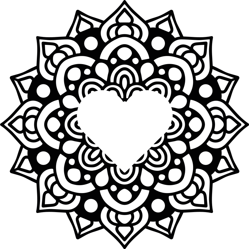 Bedroom vinyl rug mandala with heart frame - TenStickers